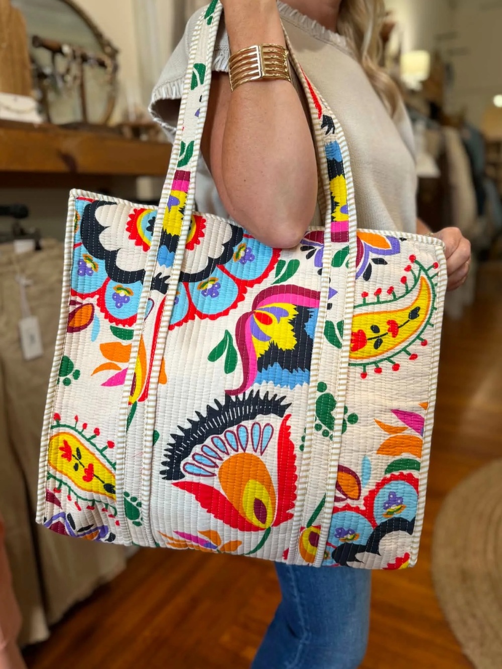 POL Multicolor Floral Quilted Tote NWT